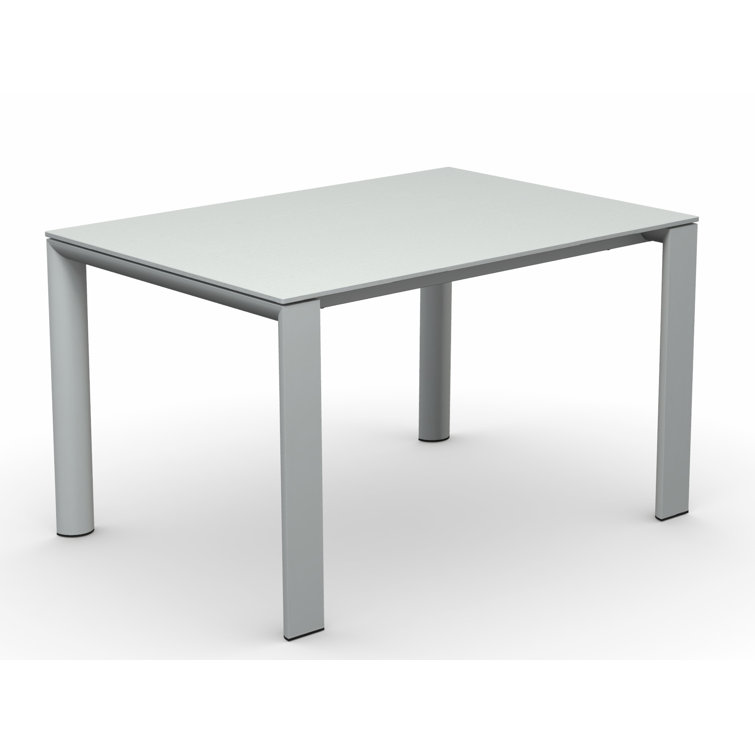 Materico White Extendable Dining Table with Metal Legs