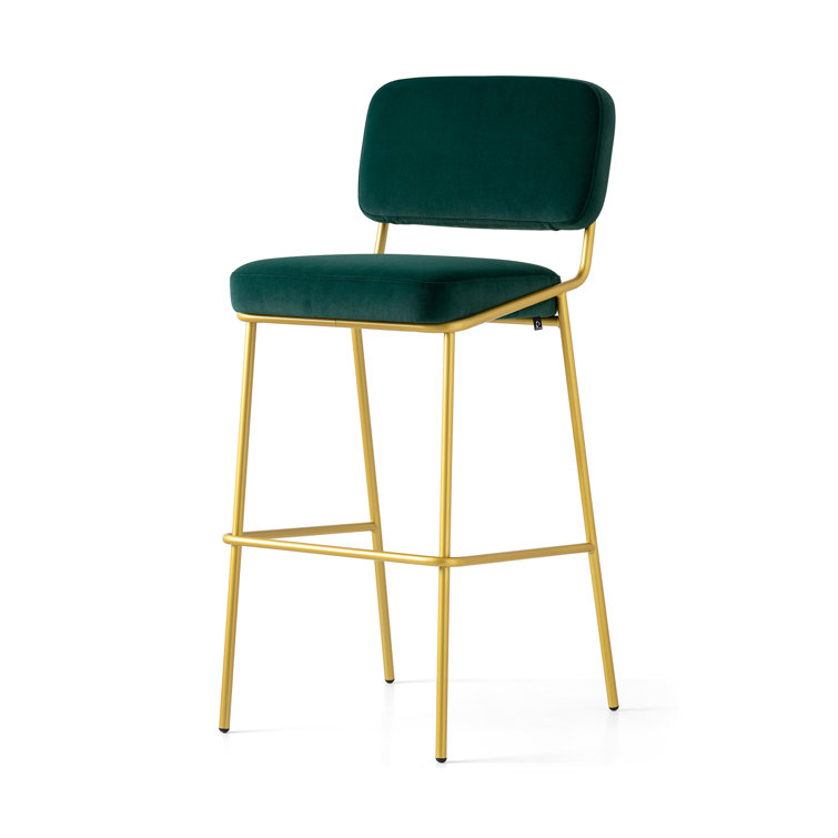 Taupe & Painted Brass 25.63'' Square Base Counter Stool