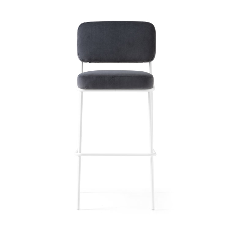 Matte Optic White & Dark Forest Green Square Base Upholstered Counter Stool