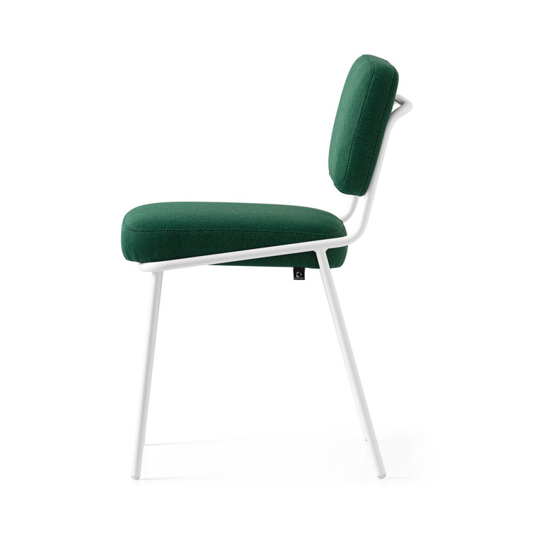 Optic White & Forest Green Metal Upholstered Side Chair