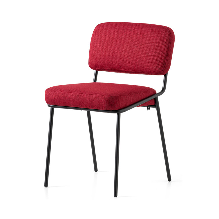 Sand Hues & Matte Black Metal Upholstered Side Chair