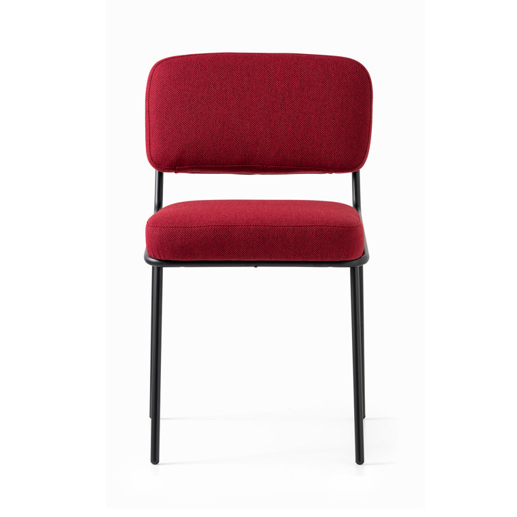 Sand Hues & Matte Black Metal Upholstered Side Chair