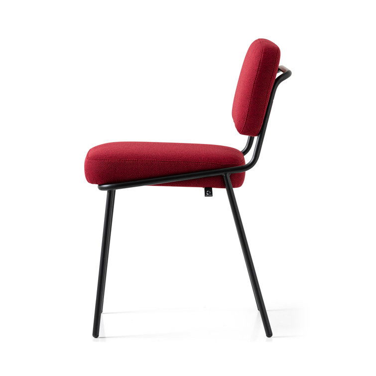 Sand Hues & Matte Black Metal Upholstered Side Chair