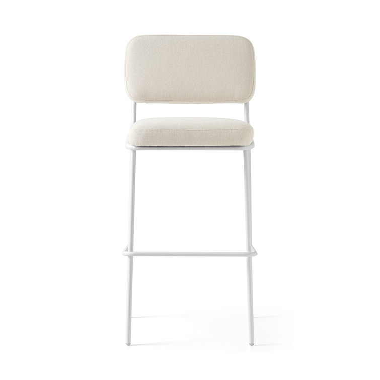 Matte Optic White & Dark Forest Green Square Base Upholstered Counter Stool