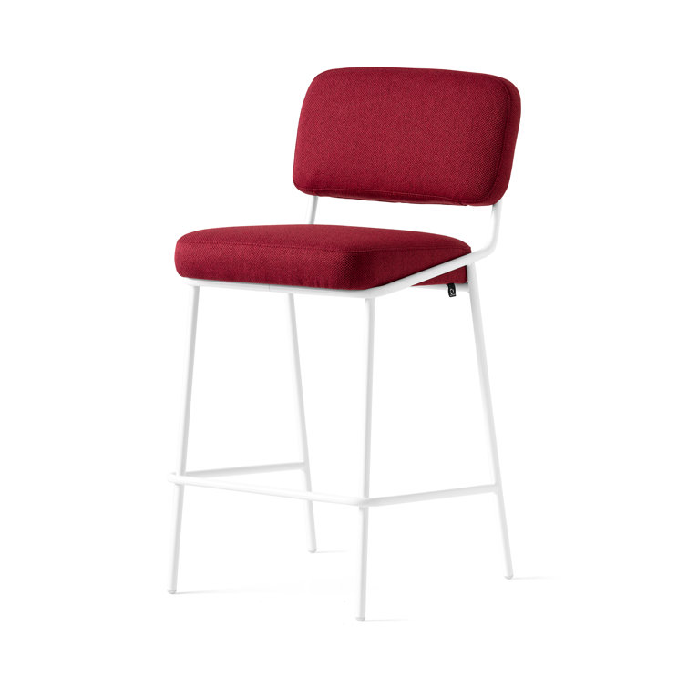 Matte Black Square Base Low Back Upholstered Counter Stool