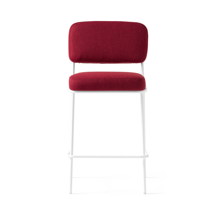 Matte Black Square Base Low Back Upholstered Counter Stool