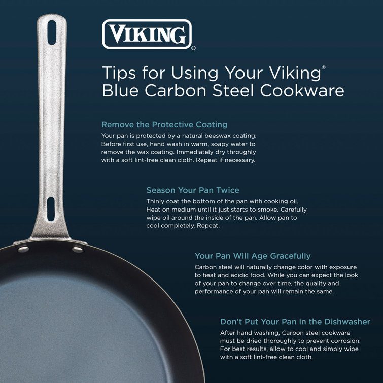 Blue Carbon Steel Nonstick 2-Piece Fry Pan Set
