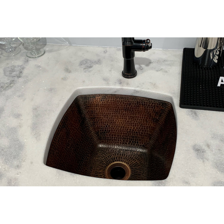15" Square Hammered Copper Bar Sink in Oil Rubbed Bronze Finish