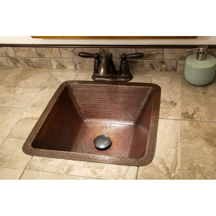 17'' Hammered Copper Square Bar/Prep Sink