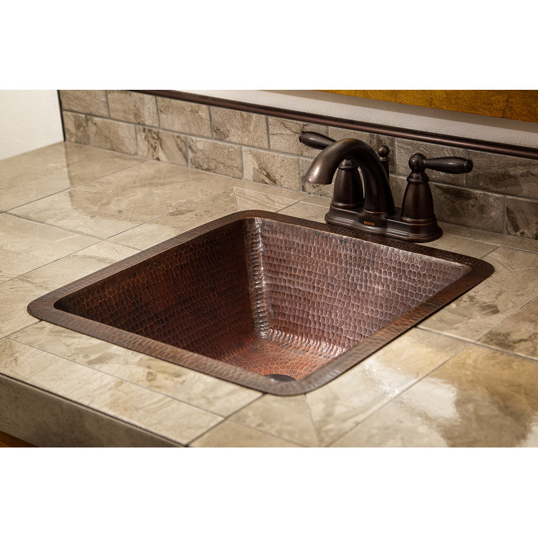 17'' Hammered Copper Square Bar/Prep Sink
