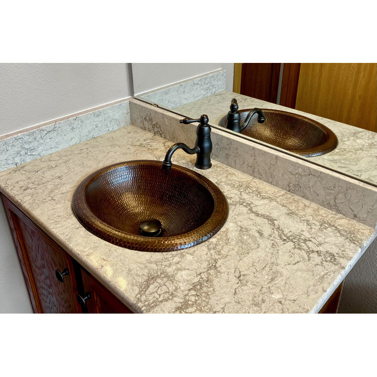 18" Oval Hammered Copper Bathroom Sink with Oil Rubbed Bronze Finish