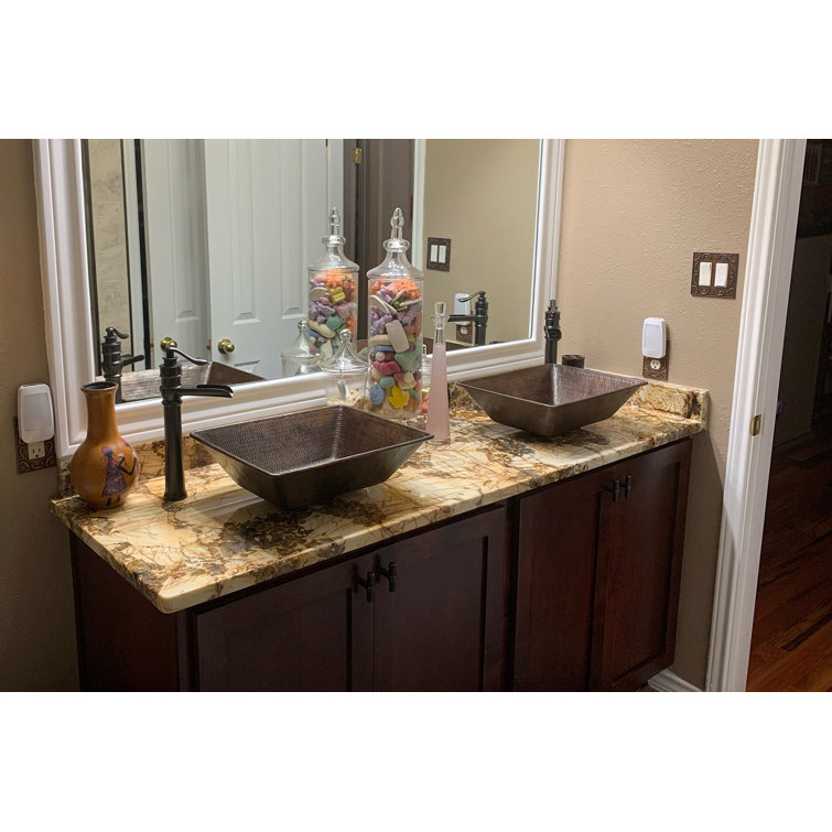 17" Rectangular Hammered Copper Wall-Mount Vessel Sink