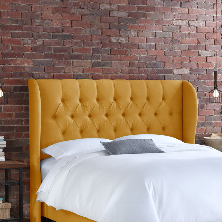 Zuma Natural Textured Linen Tufted California King Upholstered Headboard