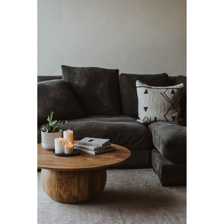 Natural Solid Wood Round Coffee Table with Semi-Gloss Finish