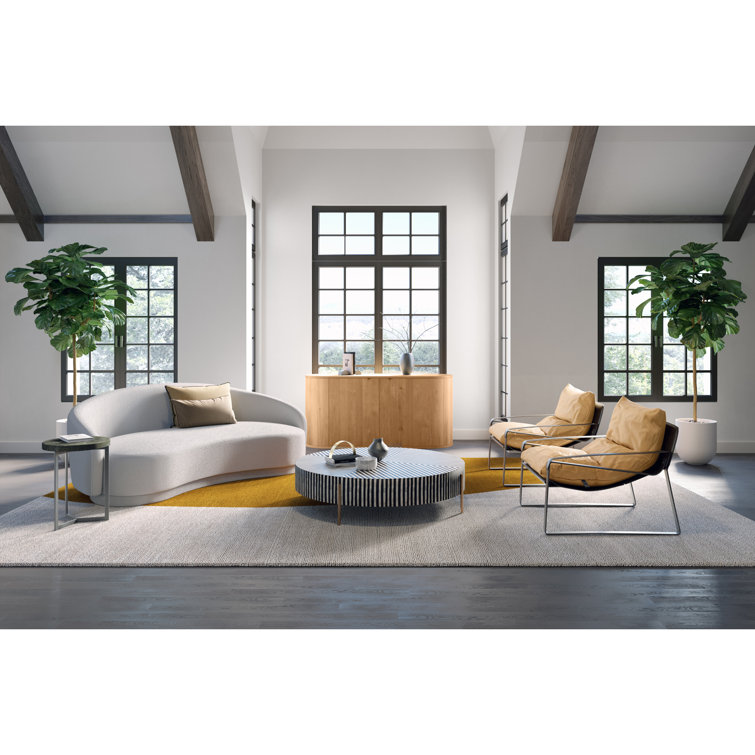 Modern 48" Black and White Metal Round Coffee Table