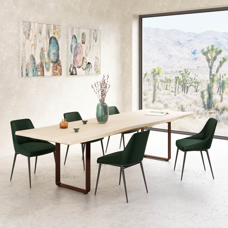 Vivian Green Velvet Upholstered Side Chair with Metal Legs - Set of 2