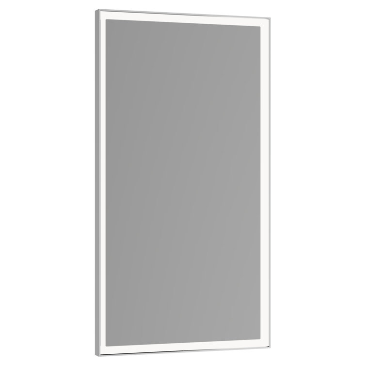 Sleek Silver Rectangular LED Lighted Bathroom Mirror 33.5"