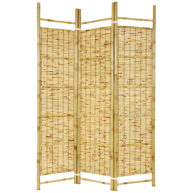 74" Tall Burnt Bamboo Shoji 3-Panel Room Divider
