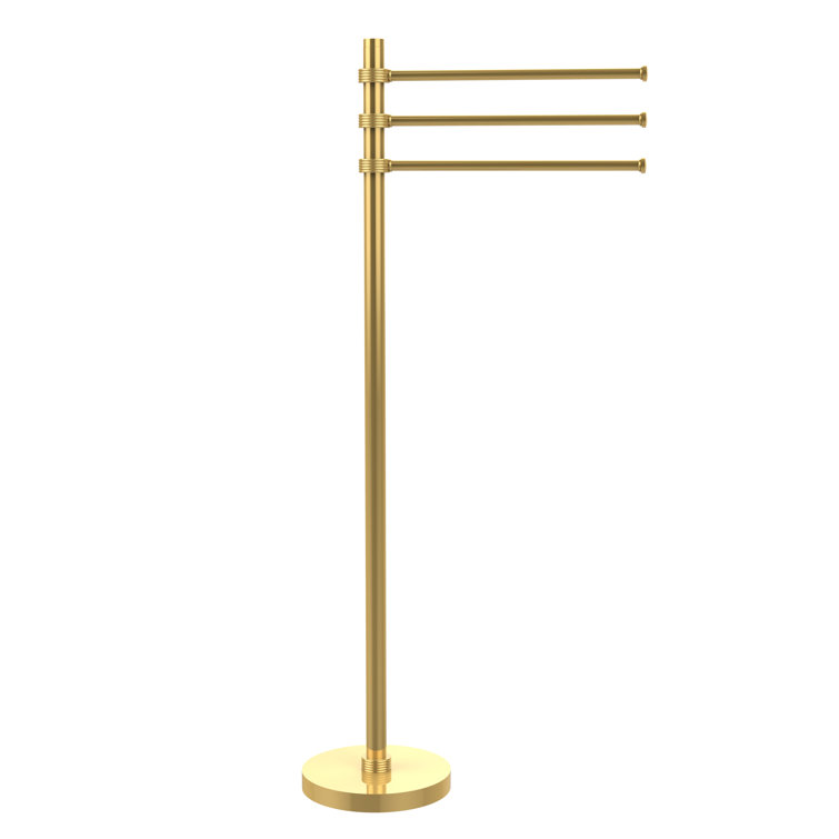 Polished Brass Freestanding Towel Stand with Pivoting Arms