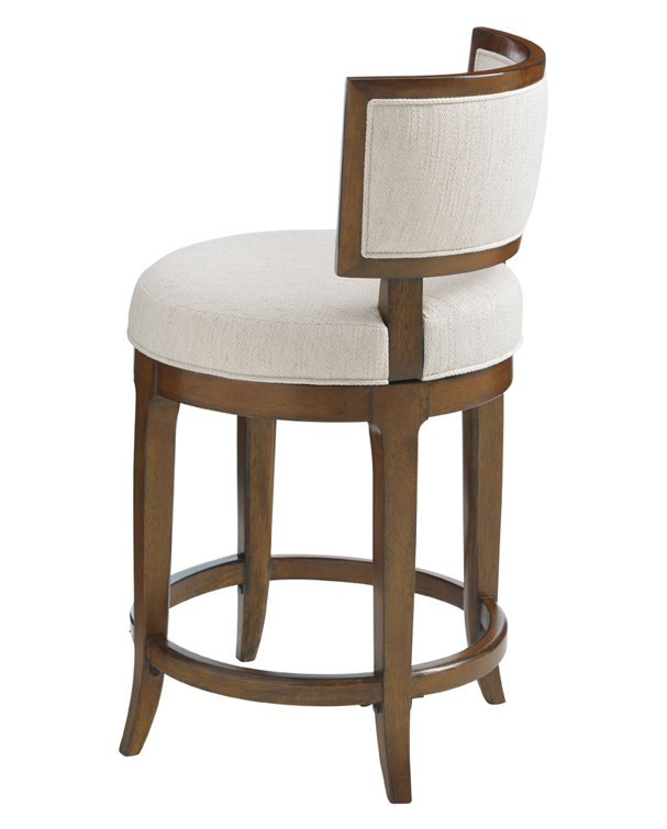 Cream Wood Transitional Swivel Counter Stool