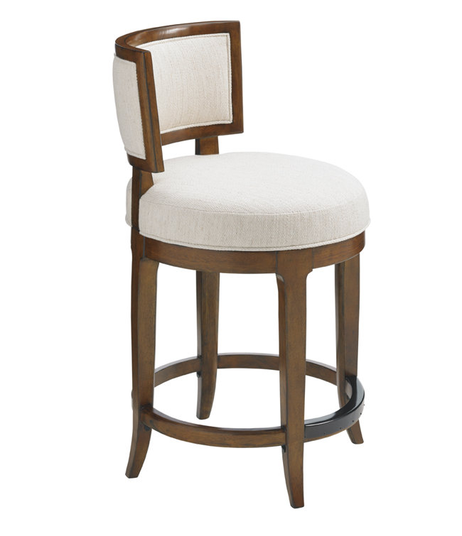 Cream Wood Transitional Swivel Counter Stool