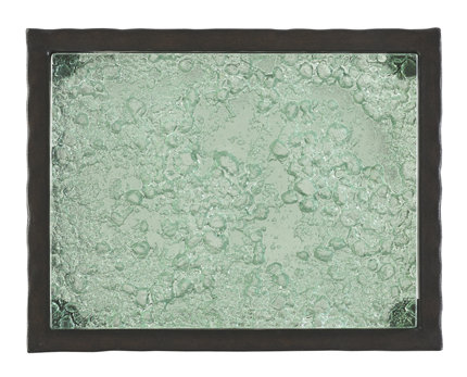 Black Hammered Metal and Glass Rectangular Martini Table