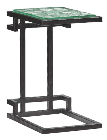 Black Hammered Metal and Glass Rectangular Martini Table