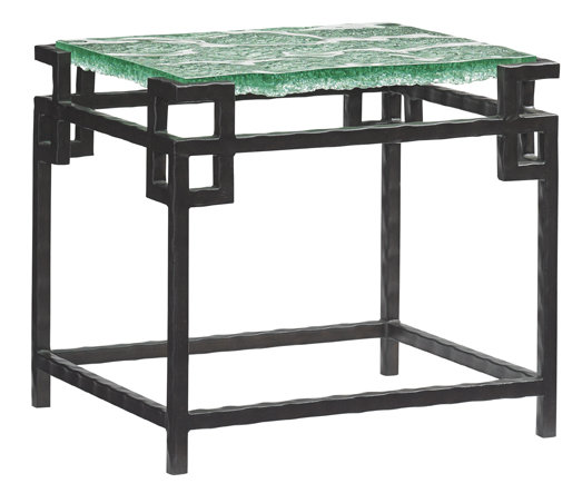 Transitional Black Metal and Glass Rectangular End Table