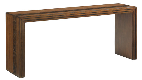 Transitional Brown Wood Rectangular Console Table