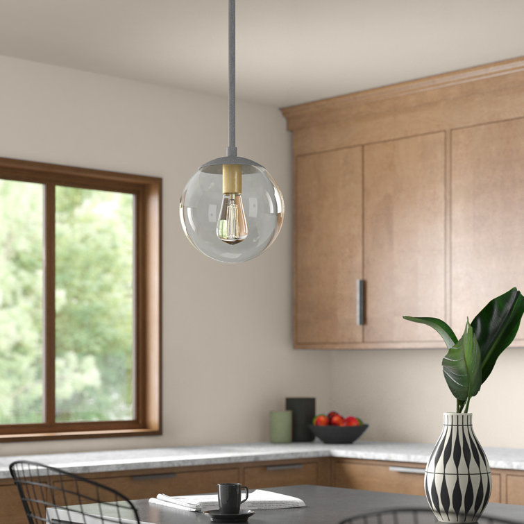 Aged Zinc Globe Pendant with Clear Glass - Mid-Century Modern
