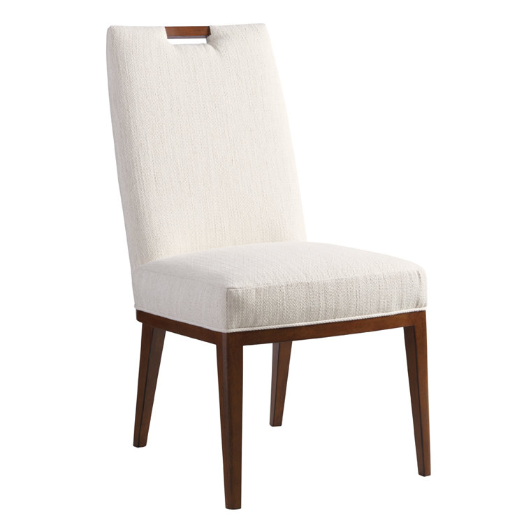 Transitional Linen & Wood Side Chair in Off White