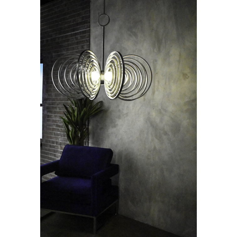 Silver Leaf 8-Light Chandelier with Ribbed Glass Spheres