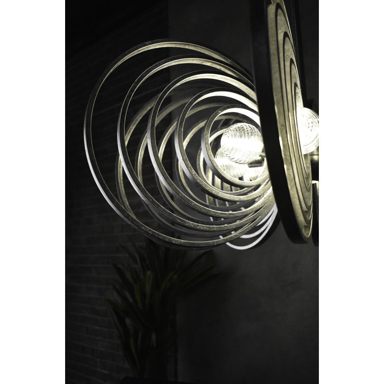 Silver Leaf 8-Light Chandelier with Ribbed Glass Spheres