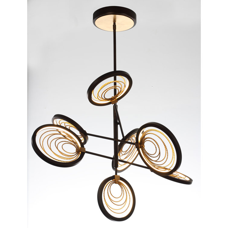 Bronze and Gold Modern LED Chandelier with Adjustable Arms