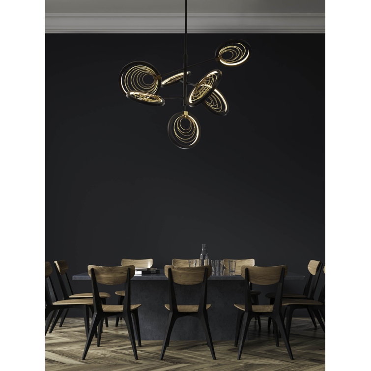 Bronze and Gold Modern LED Chandelier with Adjustable Arms