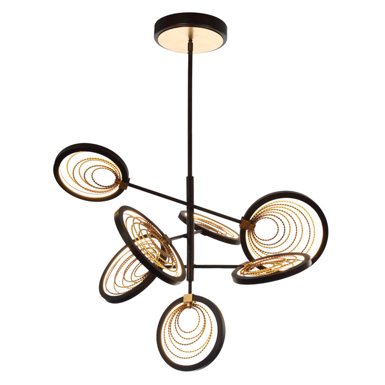 Bronze and Gold Modern LED Chandelier with Adjustable Arms