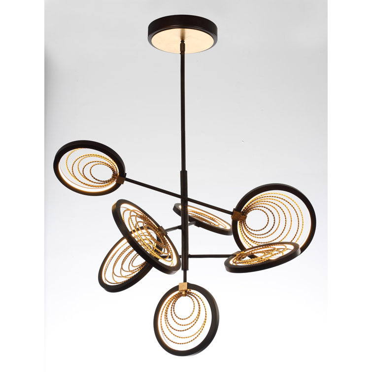 Bronze and Gold Modern LED Chandelier with Adjustable Arms