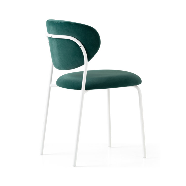 Optic White & Forest Green Lacquered Metal Upholstered Chair
