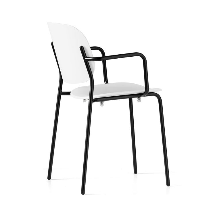 Optic White & Matt Black Metal-Frame Outdoor Dining Chair