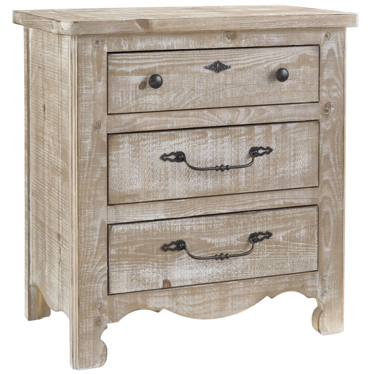 Chatsworth Traditional White 3-Drawer Nightstand with Bronze Hardware