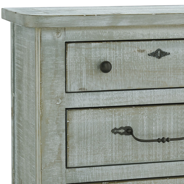 Traditional Gray 3-Drawer Nightstand in Rough Sawn Pine