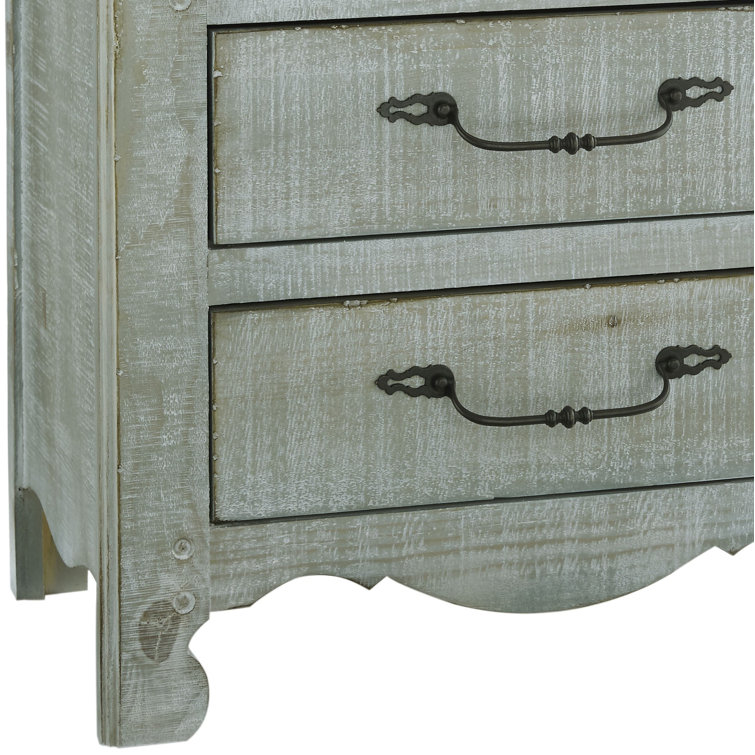 Traditional Gray 3-Drawer Nightstand in Rough Sawn Pine