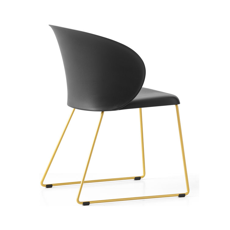 Mid-Century Modern Tuka Sled Base Armchair in Painted Brass and Matt Black