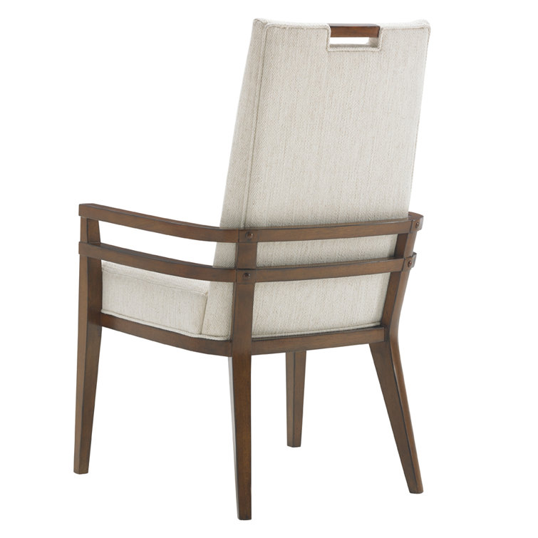 Transitional Coles Bay 24'' Off-White Linen and Wood Arm Chair