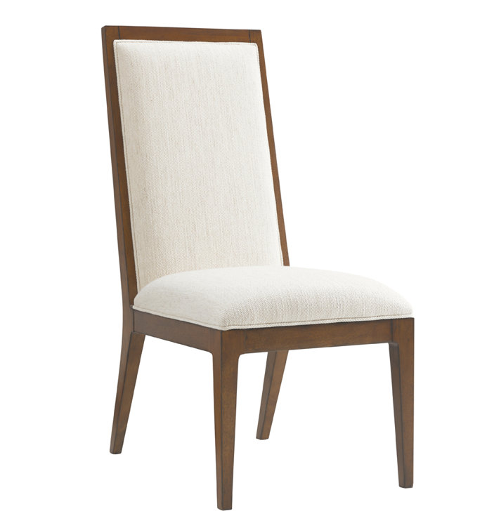Cobblestone Ivory Linen and Wood Transitional Side Chair
