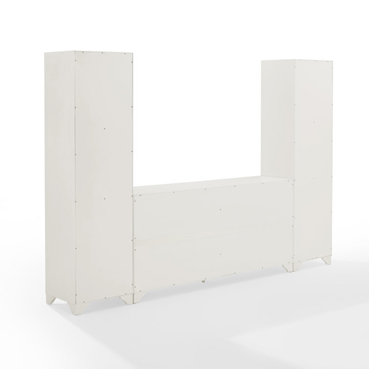 White 3-Piece Entertainment Set with Sideboard and Bookcases