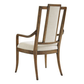 Transitional Ivory Wood Splat Back Arm Chair, 42'' Height