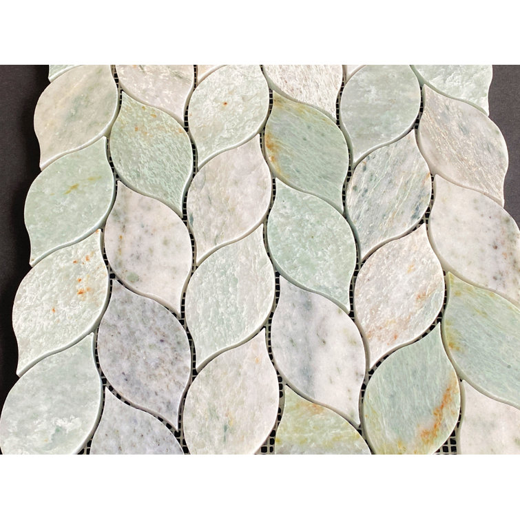 Ming Green Leaf Pattern Marble Mosaic Tile