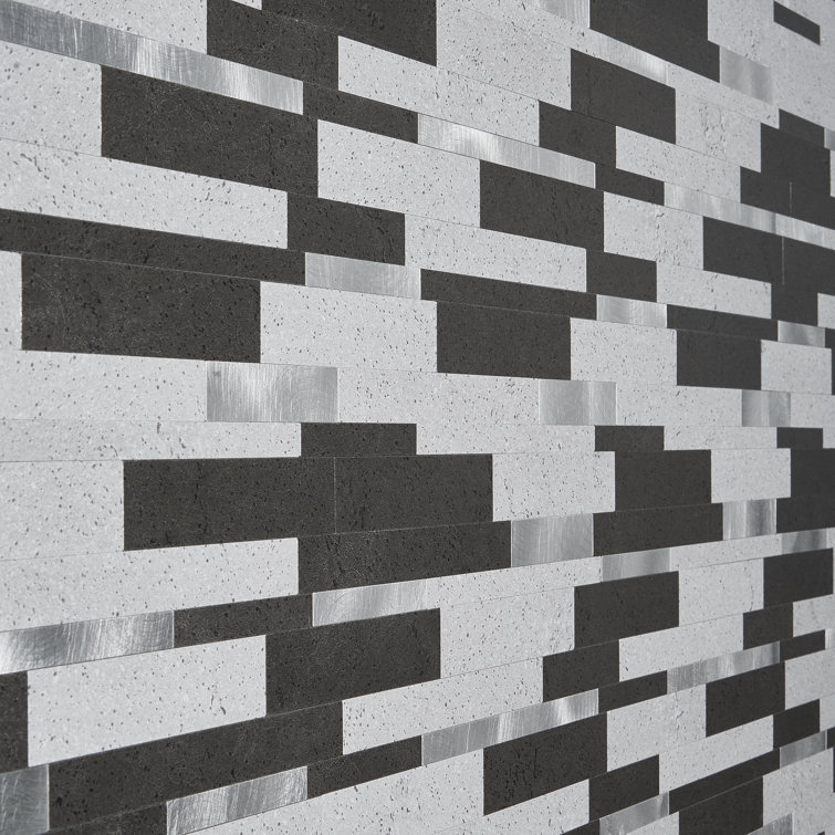 Gray Aluminum Peel and Stick Mosaic Tile Sheet