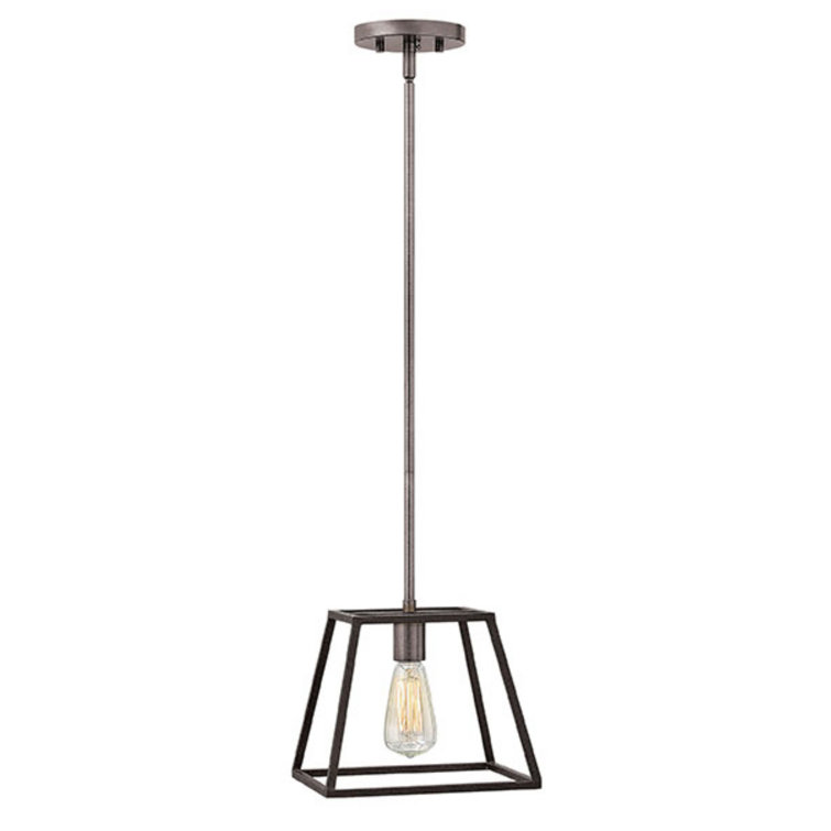 Aged Zinc Mini Pendant Light with Glass Shade